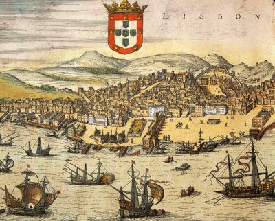Carte de la ville de Lisbonne, de Civitates Orbis Terrarum par Georg Braun et Franz Hogenberg, gravure - Georg Braun and Hogenberg Franz