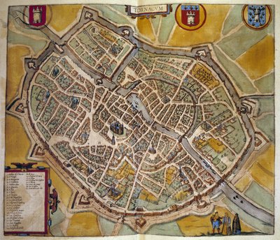 Carte de la ville de Tours en France. Gravure de l