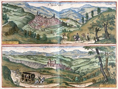 Nocera Umbra (Province de Pérouse) et Castelnuovo di Porto (région de Rome), Italie - Georg Braun and Hogenberg Franz