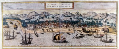 Vue de Kozhikode en Inde - Georg Braun and Hogenberg Franz
