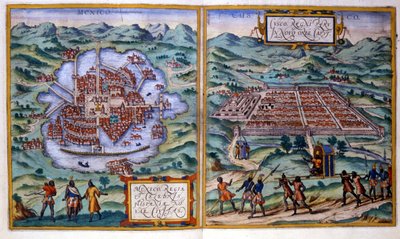 Vue de Mexico (Mexique) et Cuzco (Pérou) - Georg Braun and Hogenberg Franz
