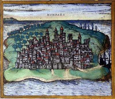 Vue de Mombasa, Kenya au 16ème siècle - Georg Braun and Hogenberg Franz
