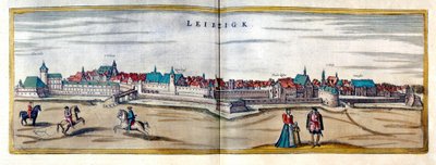 Vue de la ville de Leipzig en Allemagne. Gravure de l