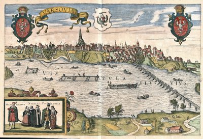 Varsovie, Pologne (gravure) - Georg Braun and Hogenberg Franz