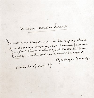 Lettre de George Sand à Madame Amalia Ferraris, Paris 19 mars - George Sand