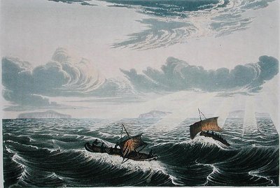 Canoë chavirant dans une tempête au lever du soleil, 23 août 1821, de 
