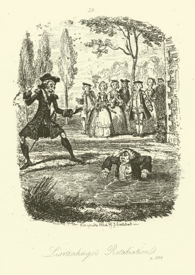 Illustration pour Humphry Clinker par Tobias Smollett (gravure) - George (after) Cruikshank