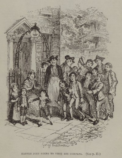 Le maître Joey allant rendre visite à son parrain (gravure) - George (after) Cruikshank