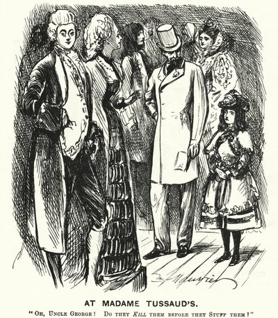 Caricature de Punch : Chez Madame Tussaud (gravure) - George (after) Du Maurier