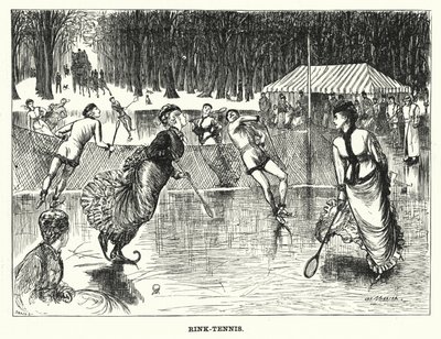 Caricature de Punch : Rink-Tennis (gravure) - George (after) Du Maurier
