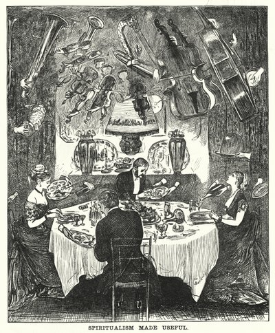 Caricature de Punch : Le spiritisme rendu utile (gravure) - George (after) Du Maurier