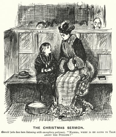 Caricature de Punch : Le sermon de Noël - George (after) Du Maurier