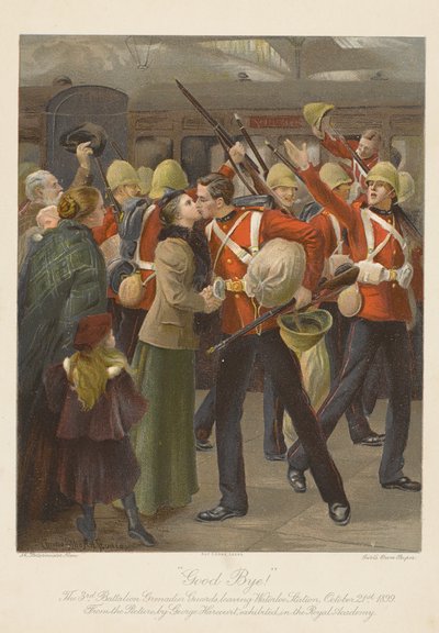 Au revoir ! Le 3e bataillon des Grenadier Guards quittant la gare de Waterloo, 21 octobre 1899 - George (after) Harcourt