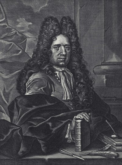 Portrait de George Shelley, calligraphe anglais du XVIIIe siècle, gravure par George Bickham - George (c.1706–71) Bickham