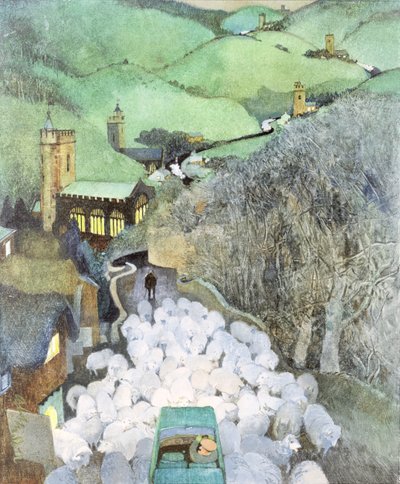 Moutons sur la route - George Adamson