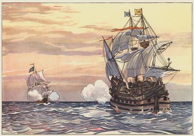 Un marchand espagnol poursuivi par un pirate - George Alfred Williams