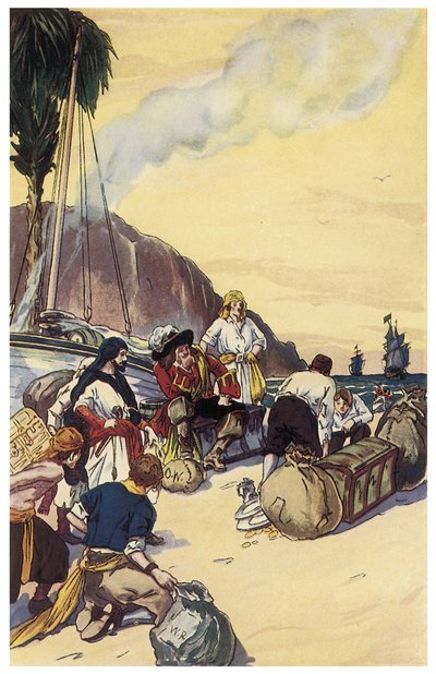 Le pirate Henry Morgan partage le trésor de Maracaibo (illustration de "Les Pirates de Panama ou les Boucaniers d