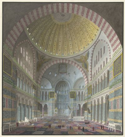 Intérieur de la Sainte-Sophie avec Turcs agenouillés et debout - George Antoine Prosper Marilhat