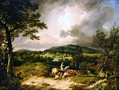 Les ramasseurs de bois avec vue sur Siddon Hill, Highclere Park au loin - George Arnald