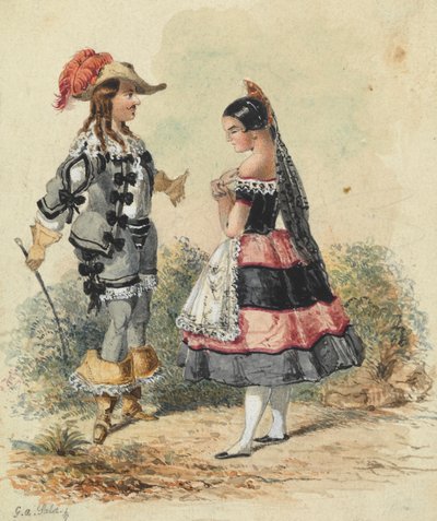 Cavalier et servante en costume espagnol - George Augustus Sala
