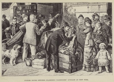 Les douaniers examinent les bagages des passagers à New York - George Augustus Sala