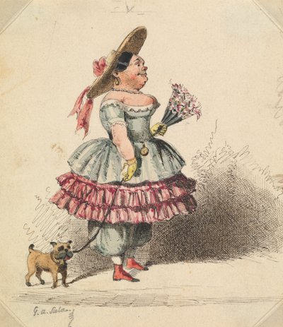 Jeune fille grotesque avec chien - George Augustus Sala