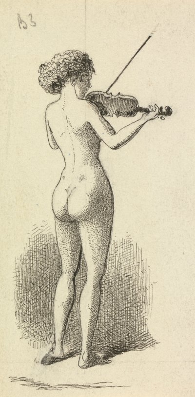 Femme nue jouant du violon - George Augustus Sala