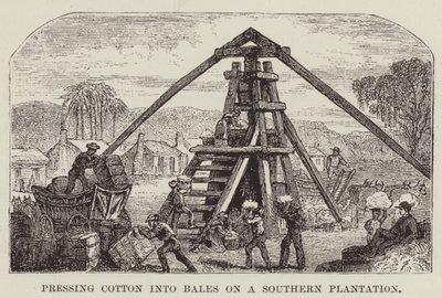 Pressage du coton en balles sur une plantation du Sud - George Augustus Sala