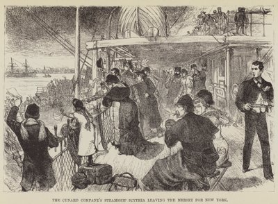 Le paquebot Scythia de la compagnie Cunard quittant la Mersey pour New York - George Augustus Sala