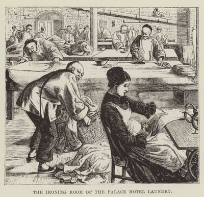 La salle de repassage de la blanchisserie de l