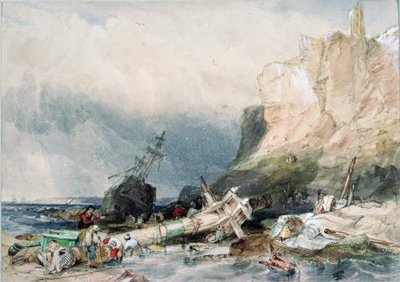 Château de Tynemouth, Tyne and Wear, avec épave - George Balmer