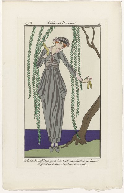 Journal des Dames et des Modes, Costumes Parisiens, 1913, No. 91 : Robe de taffetas - George Barbier