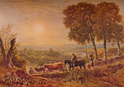 Coucher de soleil avec du bétail, 1841 - George Barret the Younger