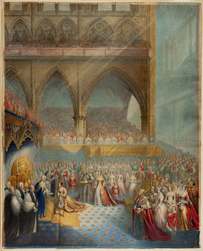 Sa très gracieuse Majesté la reine Victoria recevant le sacrement lors de son couronnement - George Baxter