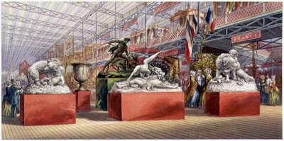 Sculptures - Vue intérieure de la Grande Exposition - George Baxter