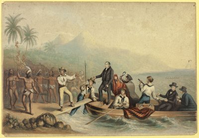 La réception du révérend J. Williams, à Tanna dans les mers du Sud, la veille de son massacre - George Baxter