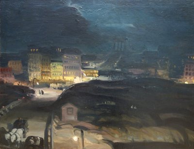 Approche du pont la nuit - George Bellows