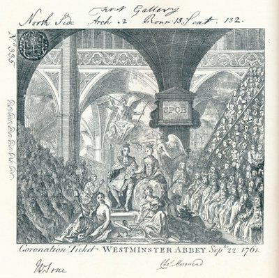 Billet gravé pour la cérémonie de couronnement de George III à l