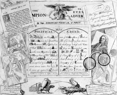 Le Champion, ou Evening Advertiser par le Capitaine Hercules Vinegar de Pall Mall, 1744 - George Bickham