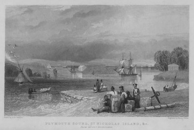 Plymouth Sound, île Saint-Nicolas, etc. depuis Mount Edgecumbe (gravure) - George Bryant Campion