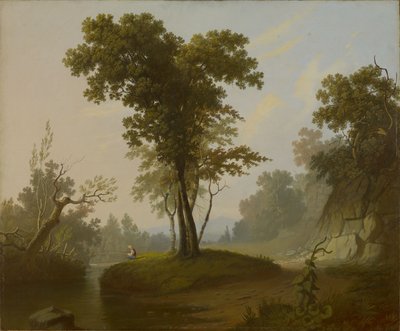 Paysage avec pêcheur - George Caleb Bingham