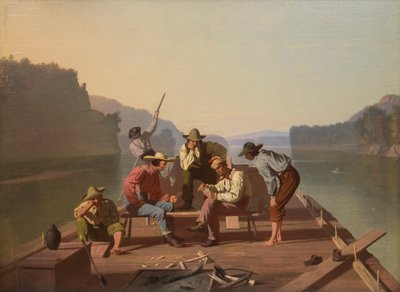 Joueurs de cartes sur un radeau - George Caleb Bingham