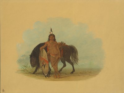 Un guerrier Cheyenne reposant son cheval, 1861-1869 - George Catlin