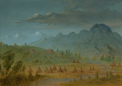 Un village Crow et les montagnes de la rivière Salmon, 1855-1869 - George Catlin