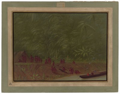 Un campement Mura - Croquis de bateau - George Catlin
