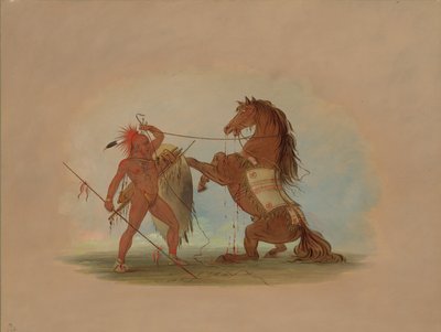 Un guerrier Pawnee sacrifiant son cheval préféré - George Catlin