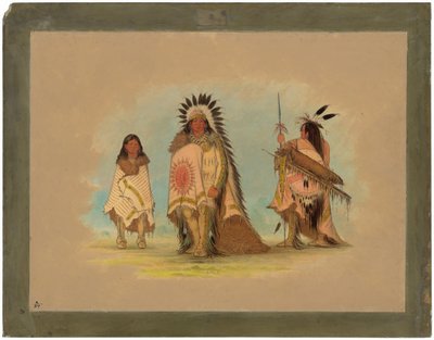Un chef Sioux, sa fille et un guerrier - George Catlin