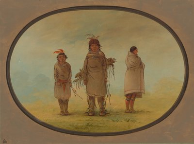 Un guerrier de pierre, sa femme et un garçon, 1855-1869 - George Catlin