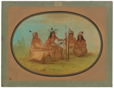 Un vieux chef Ojibwé et trois guerriers - George Catlin