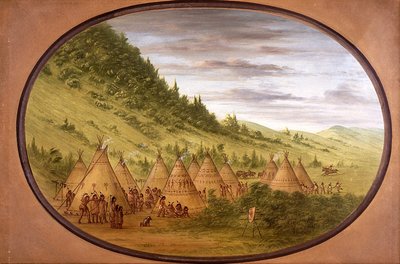Un village ojibwé de tentes en peau - George Catlin